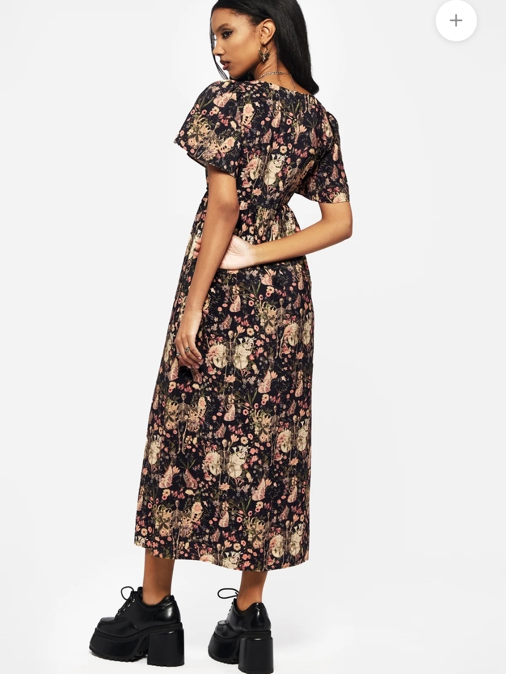 Disturbia Floral Skeleton Maxi Midi Dress - Picture 3 of 5